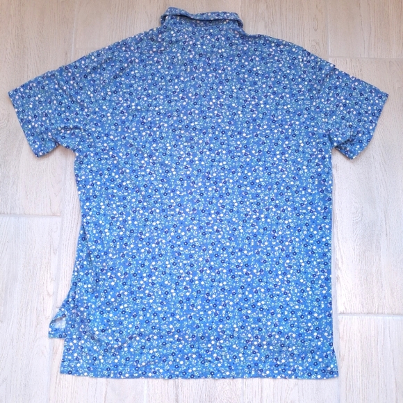Polo Ralph Lauren Men's Blue Cotton Floral Short Sleeved Polo Shirt - Large - Picture 9 of 10